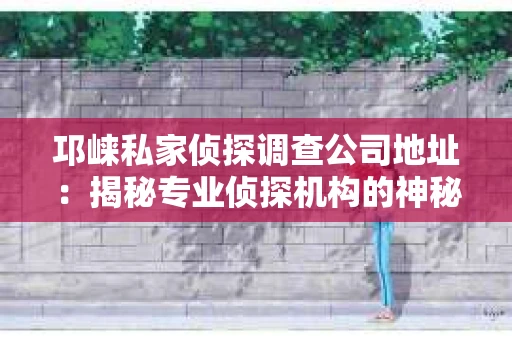 邛崃私家侦探调查公司地址：揭秘专业侦探机构的神秘面纱