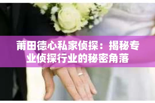 莆田德心私家侦探：揭秘专业侦探行业的秘密角落