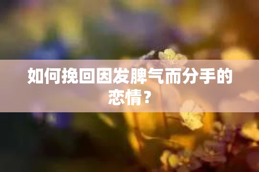 如何挽回因发脾气而分手的恋情？