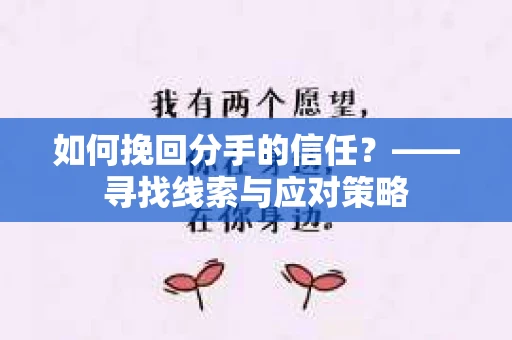 如何挽回分手的信任？——寻找线索与应对策略